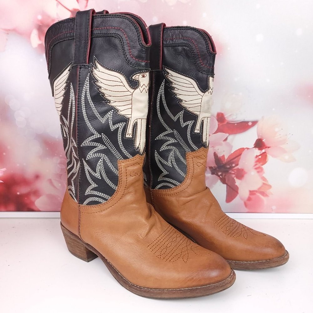 Sam Edelman Sheldon Cowboy Classic Western Boots Southwest Eagle Size 6.5